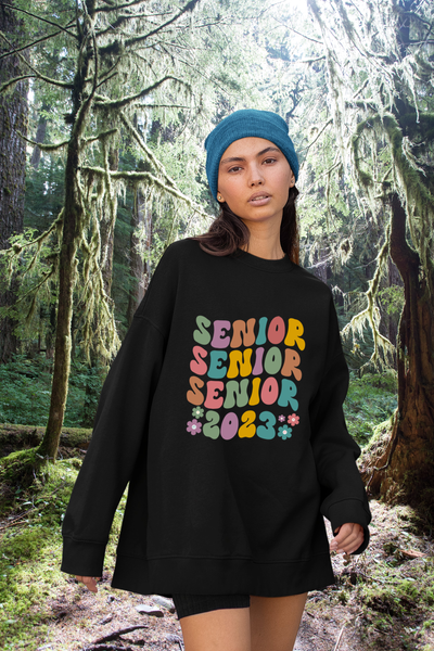 Groovy Class OF 2023 Senior,  2023 Graduation, Senior 2023 Sweatshirt. Class Of 2023, Oversized Aesthetic Senior Sweatshirt