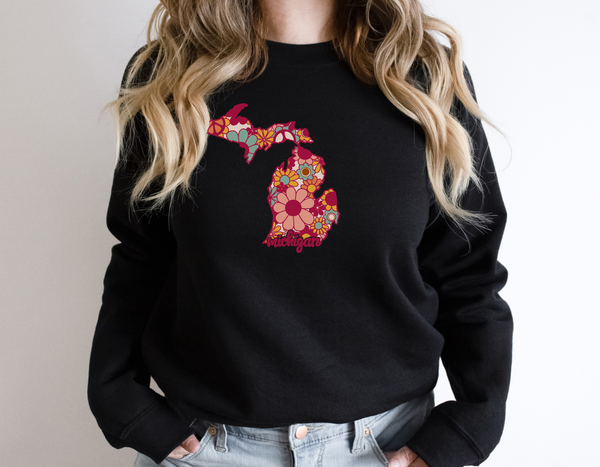Cute Michgian Sweatshirt, Floral Michigan Sweater