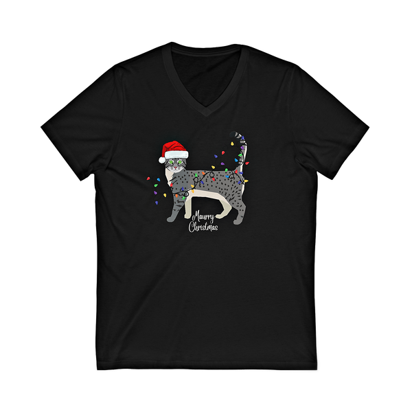 Egyptian Mau Merry Christmas Shirt, V Neck Egyptian Mau Shirt, Egyptian Mau Gift, Egyptian Mau Lover, Cat Mom